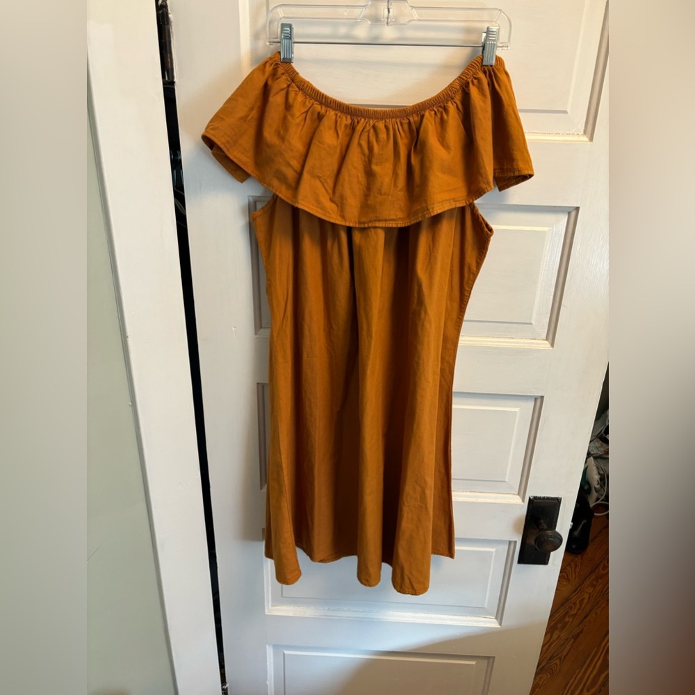 NWT SPEED CONTROL OFF THE SHOULDER DRESS. SUGAR ALMOND COLOR. PLUS SZ XXXL - Picture 4 of 12